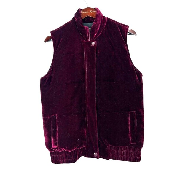 BB Dakota Jackets & Blazers - Anthropologie BB Dakota Women Sz S Withers Velvet Puffer Vest Wine Bordeaux R